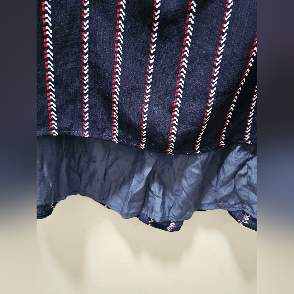 Away Navy and Red Striped High Low Dress - Picture 5 of 11
